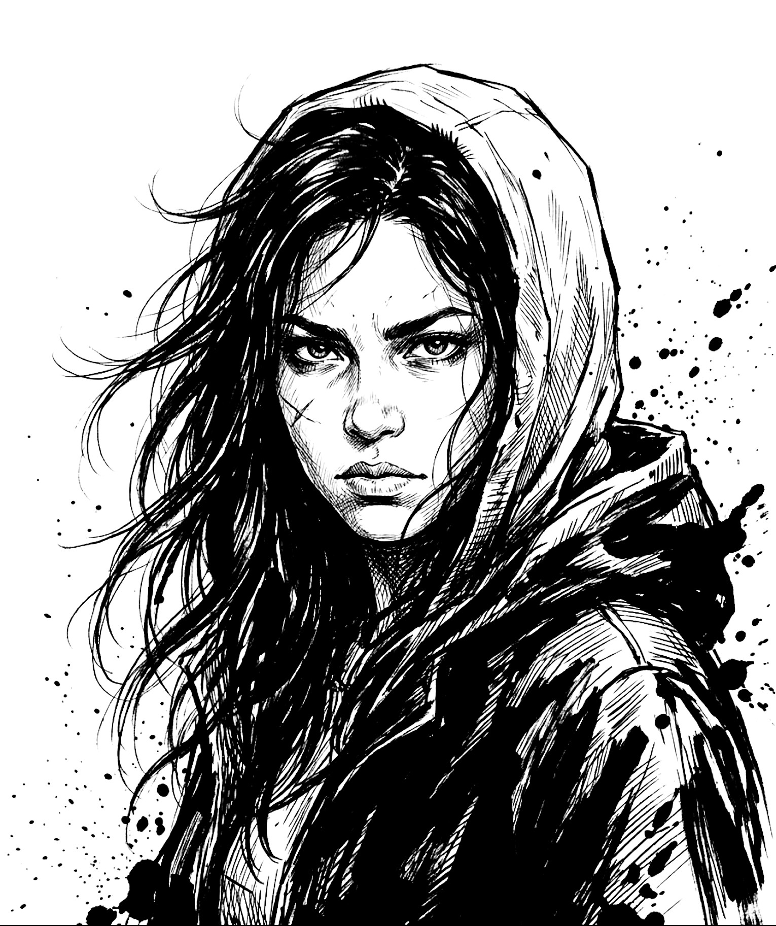 Retrato a pincel de una protagonista de manga